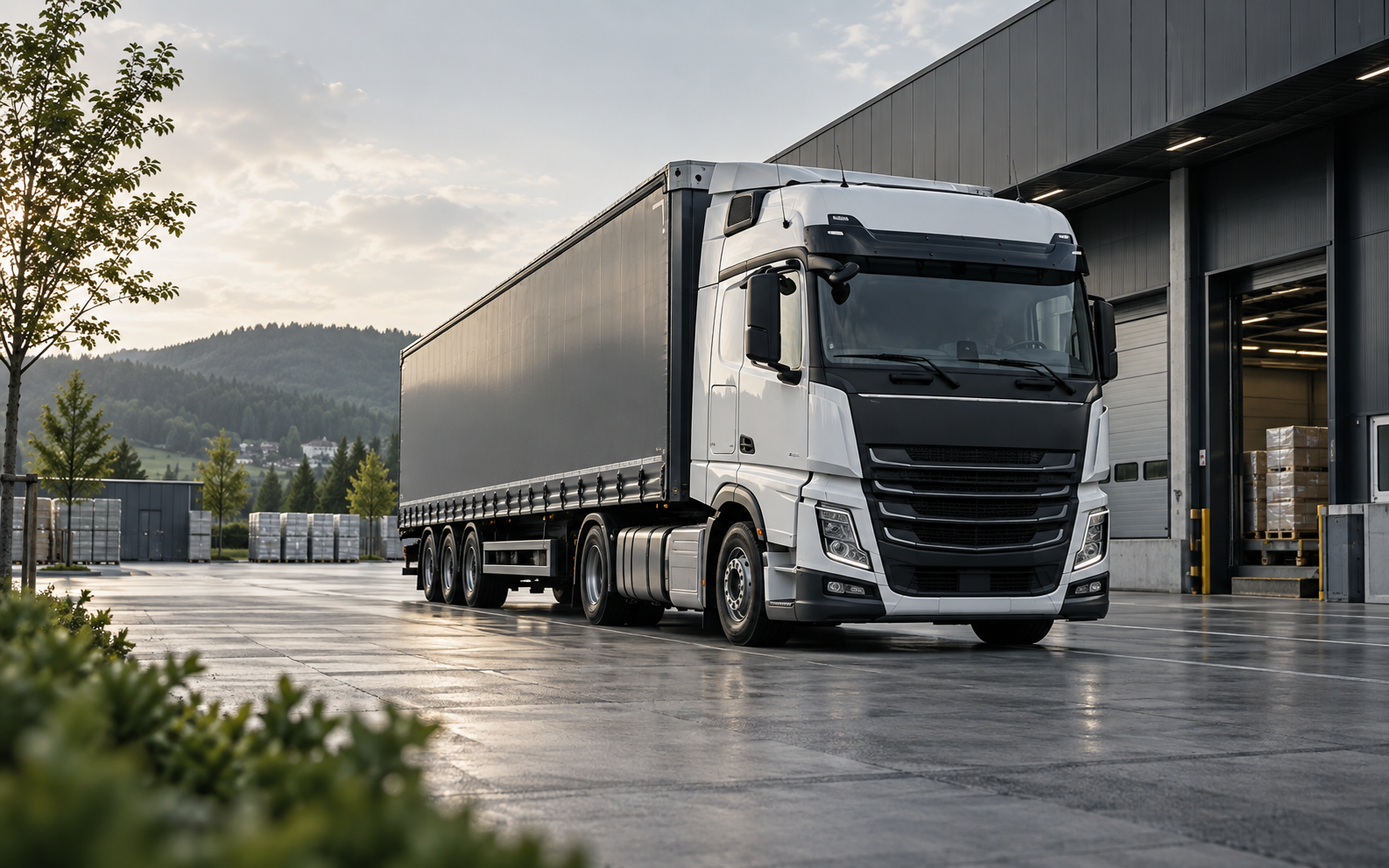 Moderner Transport-Lkw auf einem Betriebshof