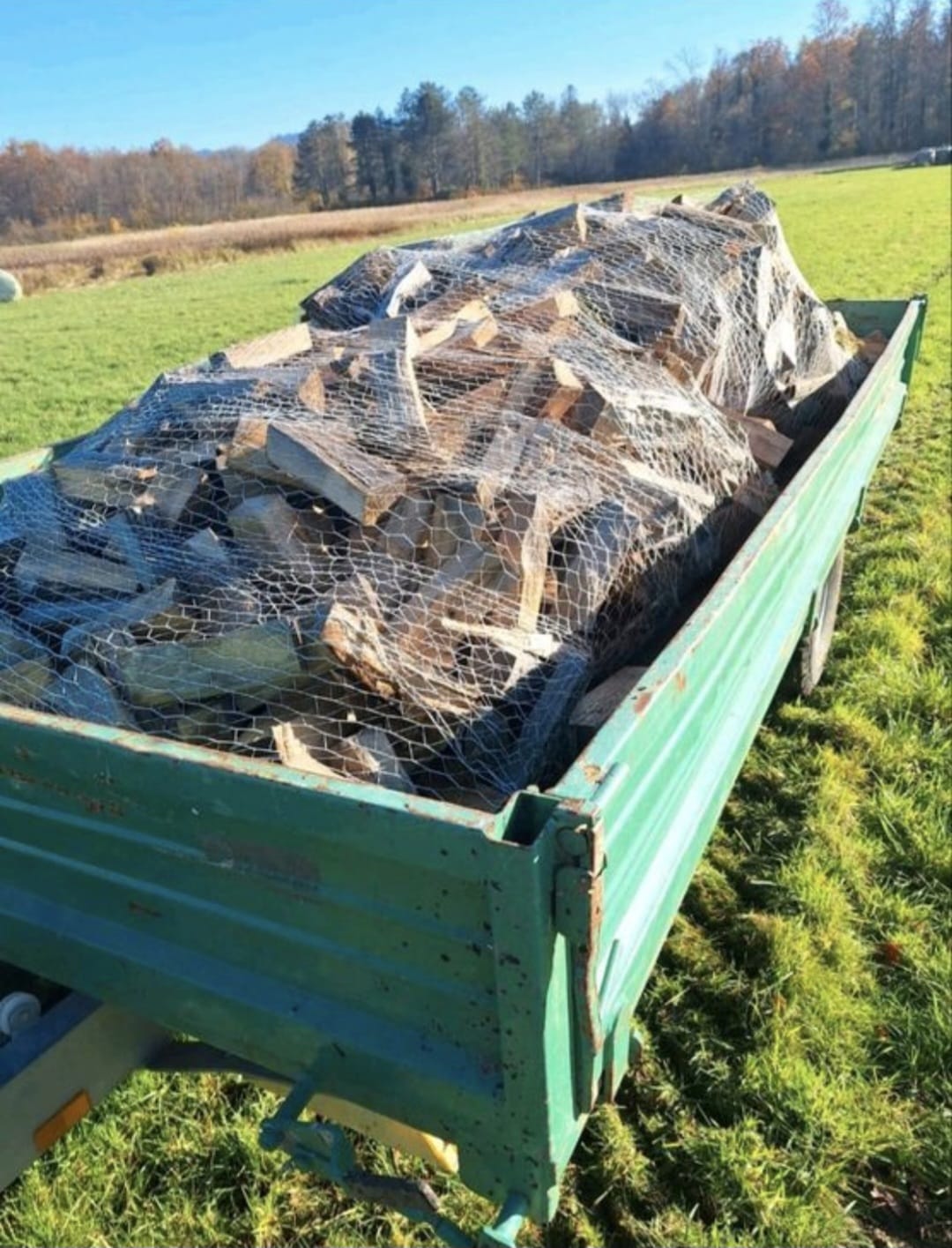 Brennholz auf einem Anhänger